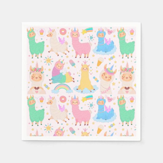 アルパカ/ラマ・ナプキンス スタンダードカクテルナプキン (正面)