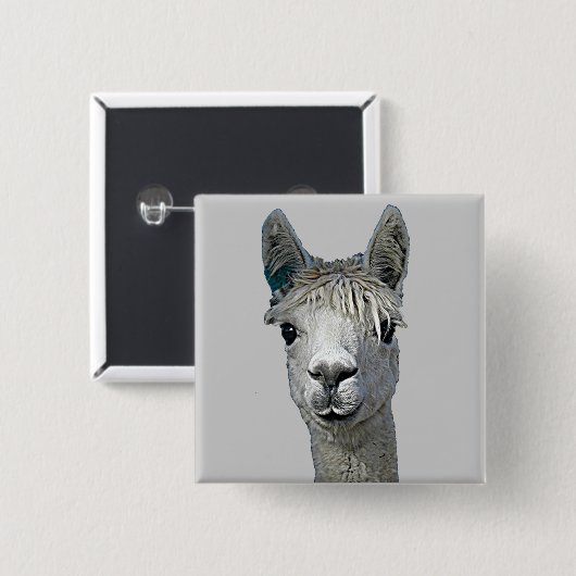 アルパカ 缶バッジ (正面&裏面)