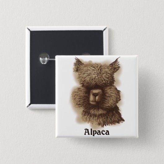 アルパカ 缶バッジ (正面&裏面)