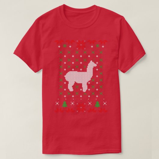アルパチャラマおもしろいス醜いクリスマスセーター Tシャツ (デザイン正面)