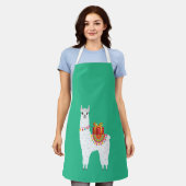 アルパファンキーカクリスマスかわいいラマ エプロン (着用した状態)