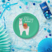 アルパファンキーカクリスマスかわいいラマ ペーパープレート (パーティー)