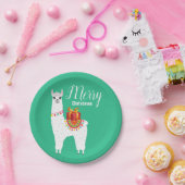 アルパファンキーカクリスマスかわいいラマ ペーパープレート (パーティー)