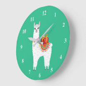 アルパファンキーカクリスマスかわいいラマ ラージ壁時計 (傾斜)