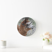 アルパ食べカの干し草の動物写真 ラウンド壁時計 (ホーム)