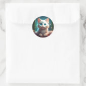 アルビノの子猫のファンタジー画像 ラウンドシール (バッグ)