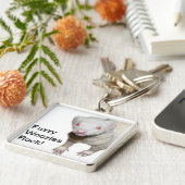 アルビノフェレット写真 キーホルダー (側面)