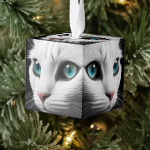 アルビノホワイトキャット顔ジュエルアイズ