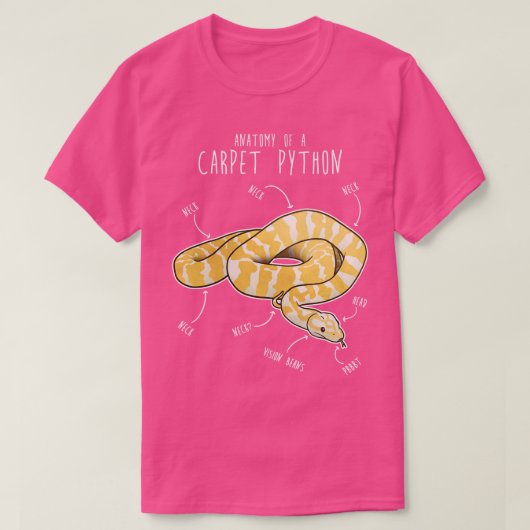 アルビノ・ダーウィン・ペットPythonヘビ解剖学 Tシャツ (デザイン正面)