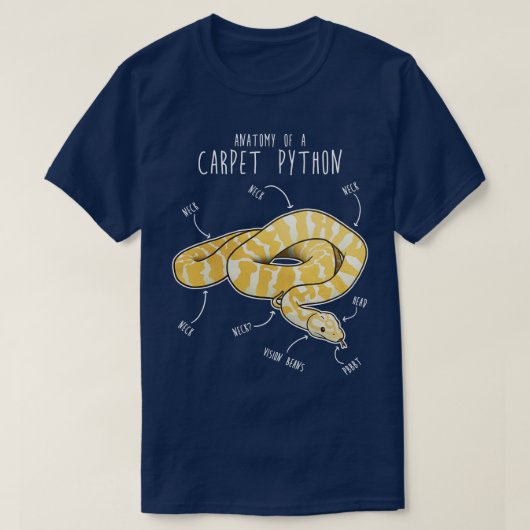 アルビノ・ダーウィン・ペットPythonヘビ解剖学 Tシャツ (デザイン正面)