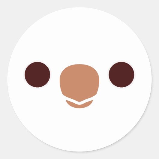 アルビノ・モンク・パラケートの顔 ラウンドシール (正面)