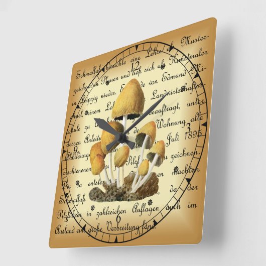 アルビン・シュマルフス~グリモマーティンリング–1~キノコ~ スクエア壁時計 (傾斜)