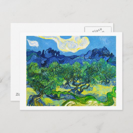 アルピルを背景にしたオリーブの木 ポストカード (正面/裏面)