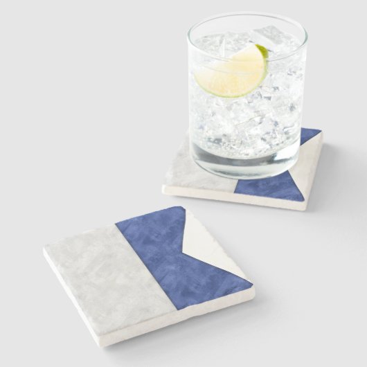 アルファの水色の信号航海の海上国旗 ストーンコースター (横)