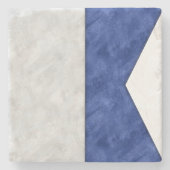 アルファの水色の信号航海の海上国旗 ストーンコースター (正面)