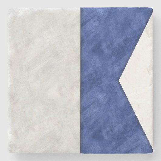 アルファの水色の信号航海の海上国旗 ストーンコースター (正面)