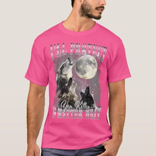 アルファウルフ保護君が子猫おもしろい Tシャツ (正面)