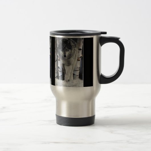 アルファオスの灰色の木材オオカミ野生動物ギフトマグ トラベルマグ (右)