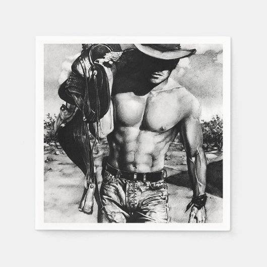 アルファオス素朴ウエスタンクールカウボーイ紙 スタンダードカクテルナプキン (正面)