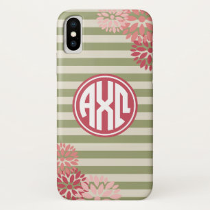 アルファキーのオメガ のモノグラムのストライプパターン iPhone X ケース