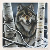 アルファティンバーウルフポプラの木 ガラスコースター (正面)