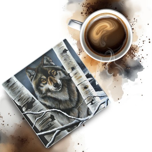 アルファティンバーウルフポプラの木 ガラスコースター