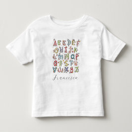 アルファベットうさぎ、蝶、妖精、花 トドラーTシャツ