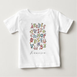 アルファベットうさぎ、蝶、妖精、花 ベビーTシャツ