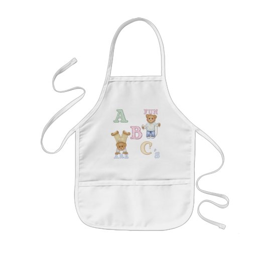 アルファベットおもしろいテディベア 子供用エプロン (正面)