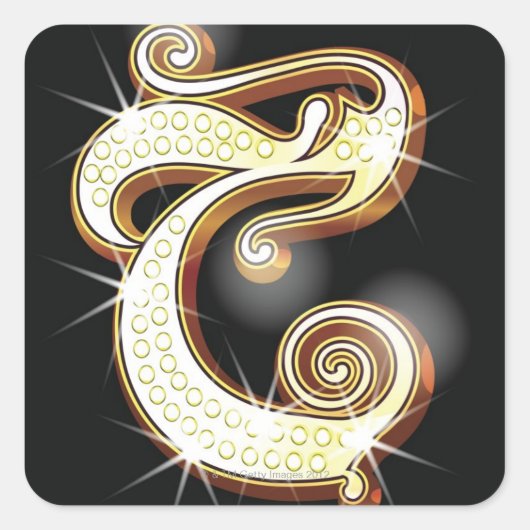 アルファベットきらきら光るC スクエアシール (正面)