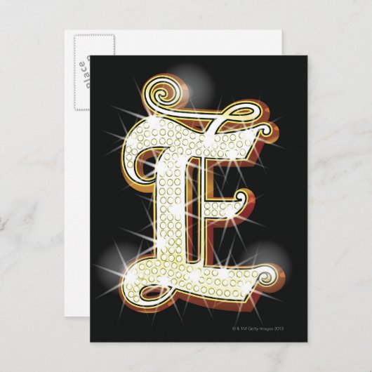 アルファベットきらきら光るE ポストカード (正面/裏面)