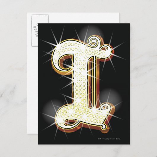 アルファベットきらきら光るI ポストカード (正面/裏面)