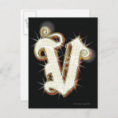 アルファベットきらきら光るV ポストカード (正面/裏面)