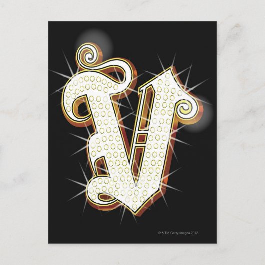 アルファベットきらきら光るV ポストカード (正面)