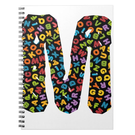 アルファベットで装飾された文字M ノートブック (正面)