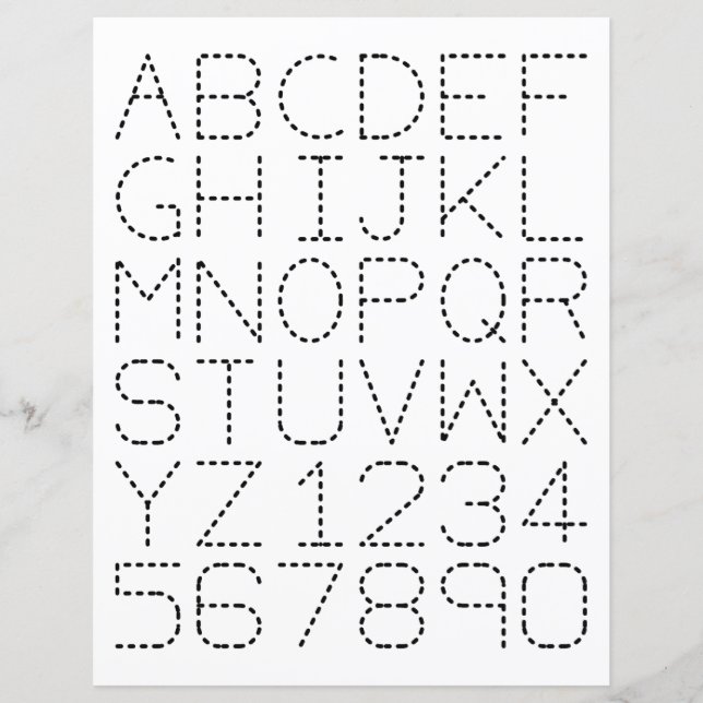 アルファベットと数字のトレーシングシート (正面)
