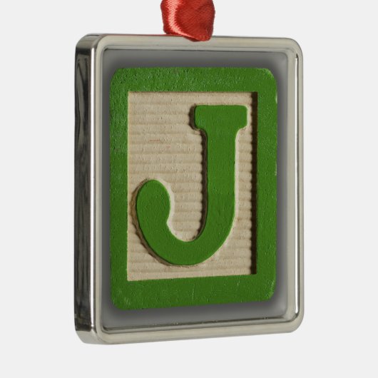 アルファベットのおもちゃのブロックJ メタルオーナメント (右)