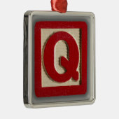 アルファベットのおもちゃのブロックQ メタルオーナメント (右)