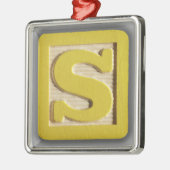 アルファベットのおもちゃのブロックS メタルオーナメント (左)