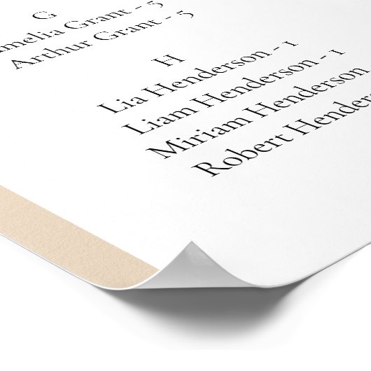 アルファベットのアーチあなたの座席計画を見つける ポスター (角)