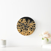 アルファベットのパスタの背景 ラウンド壁時計 (ホーム)