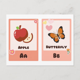 アルファベットのフラッシュカード | ABC教育カード「A,B」 ポストカード