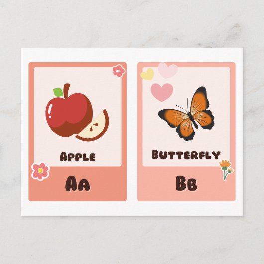 アルファベットのフラッシュカード | ABC教育カード「A,B」 ポストカード (正面)