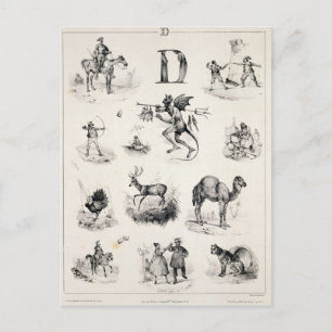 アルファベットのプライマーからの文字D, 1832 ポストカード