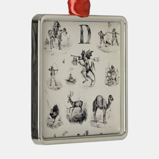 アルファベットのプライマーからのD、1832年に文字を入れて下さい メタルオーナメント (右)