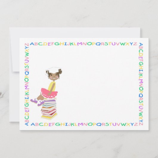アルファベットのボーダー幼稚園か就学前のGraduati 案内状 (正面)