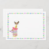 アルファベットのボーダー幼稚園か就学前のGraduati 案内状 (正面/裏面)