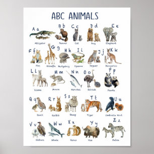 アルファベットの動物の新学期日 ポスター
