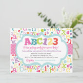 アルファベットの女の赤ちゃんのシャワー 招待状 (スタンド正面)