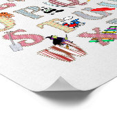 アルファベットの幼稚園アート かわいい絵 おしゃれなファブリック風 ポスター (角)